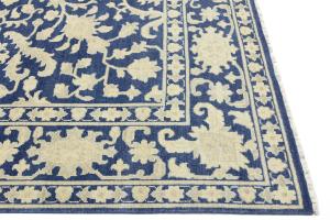 Muted Blue Floral 10x10 Transitional Oriental Square Rug