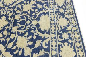 Muted Blue Floral 10x10 Transitional Oriental Square Rug