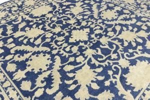 Muted Blue Floral 10x10 Transitional Oriental Square Rug