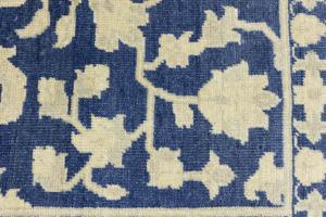 Muted Blue Floral 10x10 Transitional Oriental Square Rug