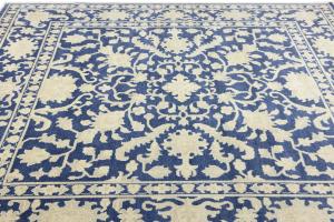 Muted Blue Floral 10x10 Transitional Oriental Square Rug