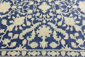 Muted Blue Floral 10x10 Transitional Oriental Square Rug