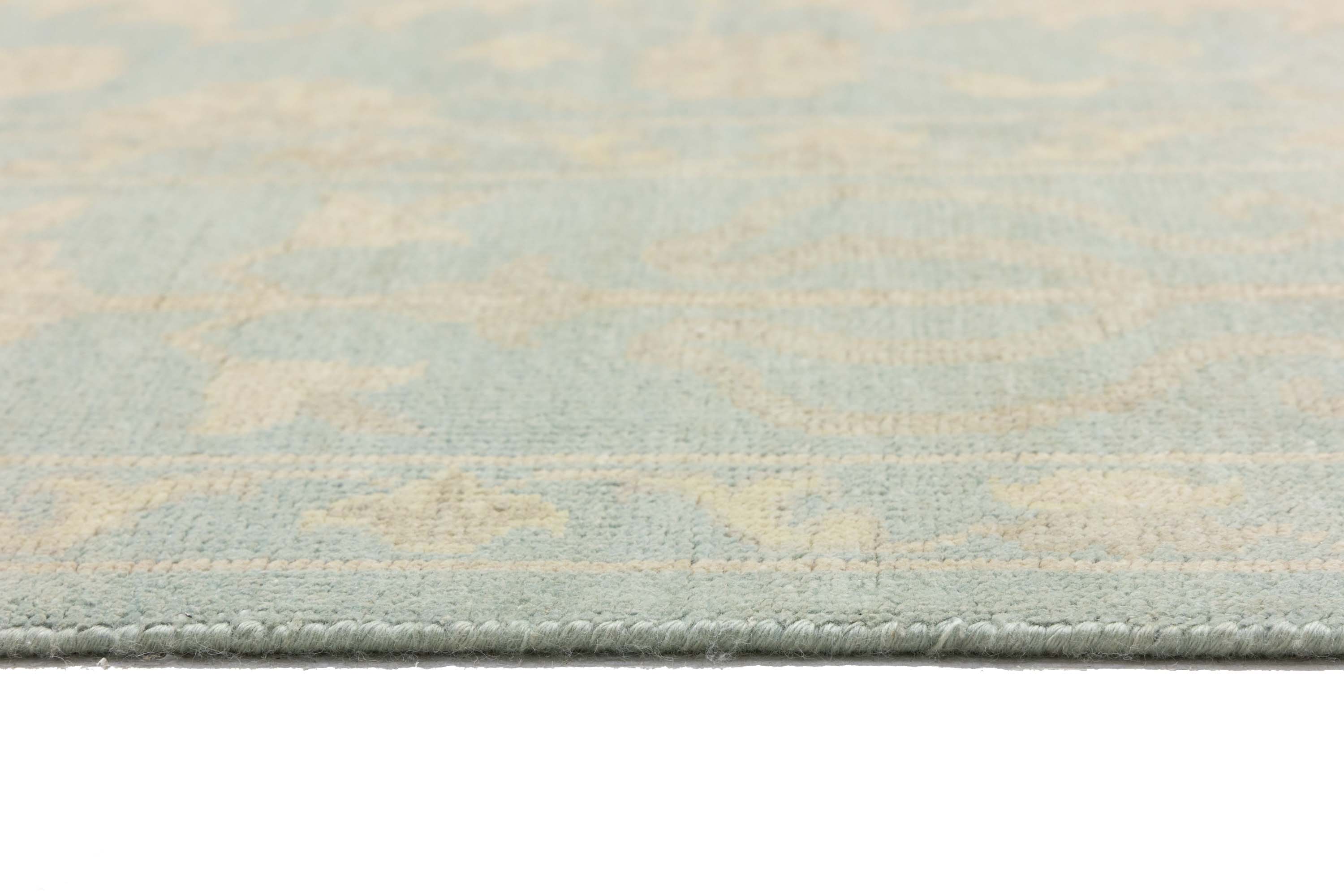 Muted Aqua Blue Floral Transitional 10x14 Oriental Area Rug