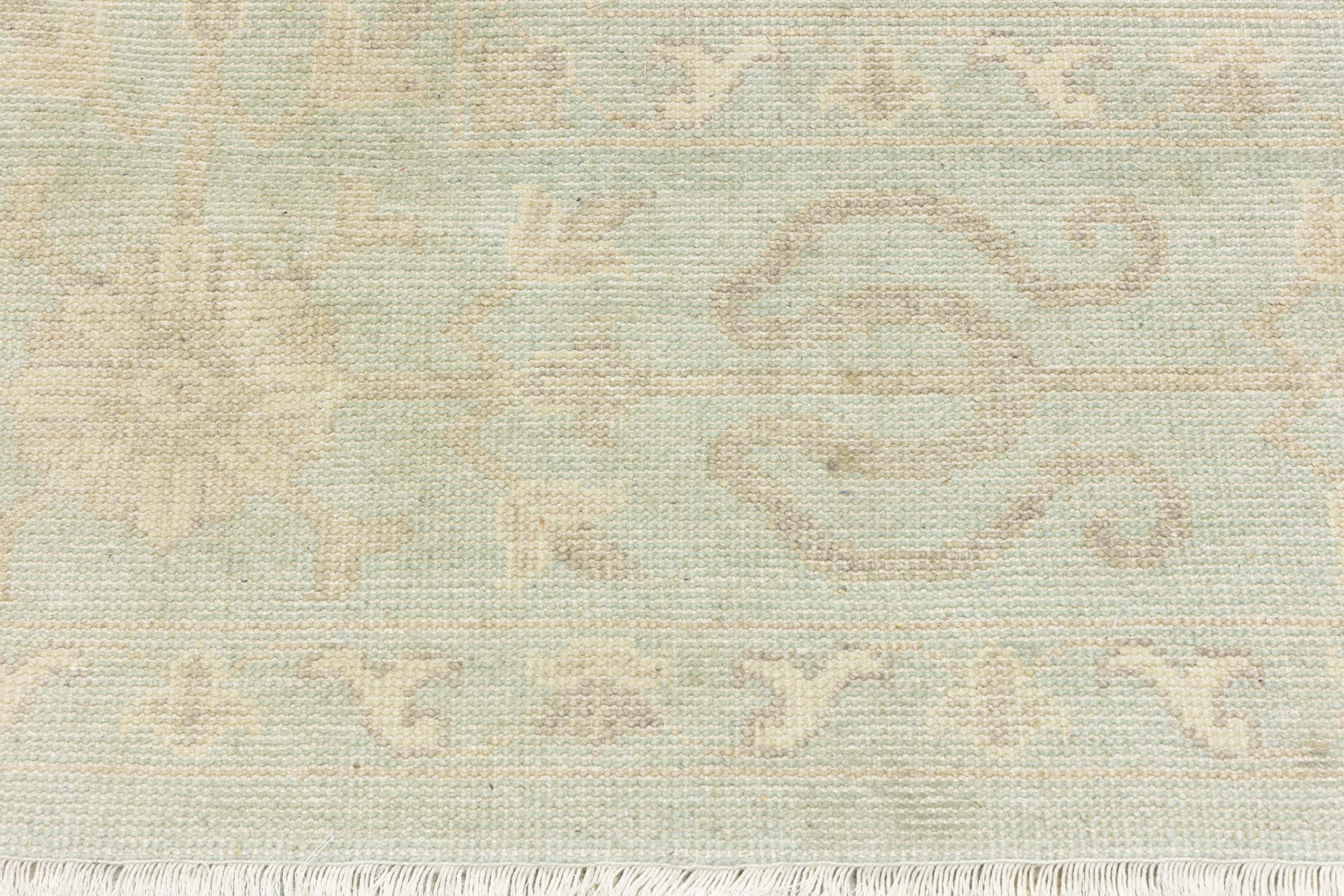 Muted Aqua Blue Floral Transitional 10x14 Oriental Area Rug