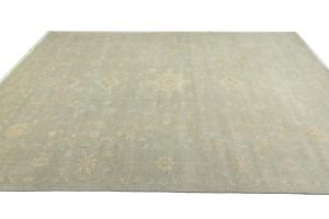 Muted Aqua Blue Floral Transitional 10x14 Oriental Area Rug