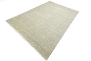 Muted Aqua Blue Floral Transitional 10x14 Oriental Area Rug