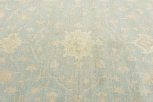 Muted Aqua Blue Floral Transitional 10x14 Oriental Area Rug