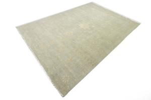 Muted Aqua Blue Floral Transitional 10x14 Oriental Area Rug