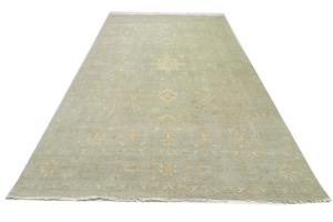 Muted Aqua Blue Floral Transitional 10x14 Oriental Area Rug