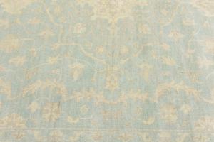 Muted Aqua Blue Floral Transitional 10x14 Oriental Area Rug