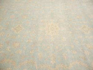 Muted Aqua Blue Floral Transitional 10x14 Oriental Area Rug