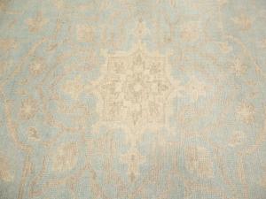 Muted Aqua Blue Floral Transitional 10x14 Oriental Area Rug