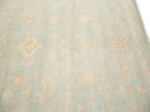Muted Aqua Blue Floral Transitional 10x14 Oriental Area Rug