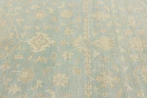 Muted Aqua Blue Floral Transitional 10x14 Oriental Area Rug