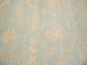 Muted Aqua Blue Floral Transitional 10x14 Oriental Area Rug