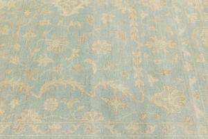 Muted Aqua Blue Floral Transitional 10x14 Oriental Area Rug