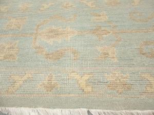 Muted Aqua Blue Floral Transitional 10x14 Oriental Area Rug