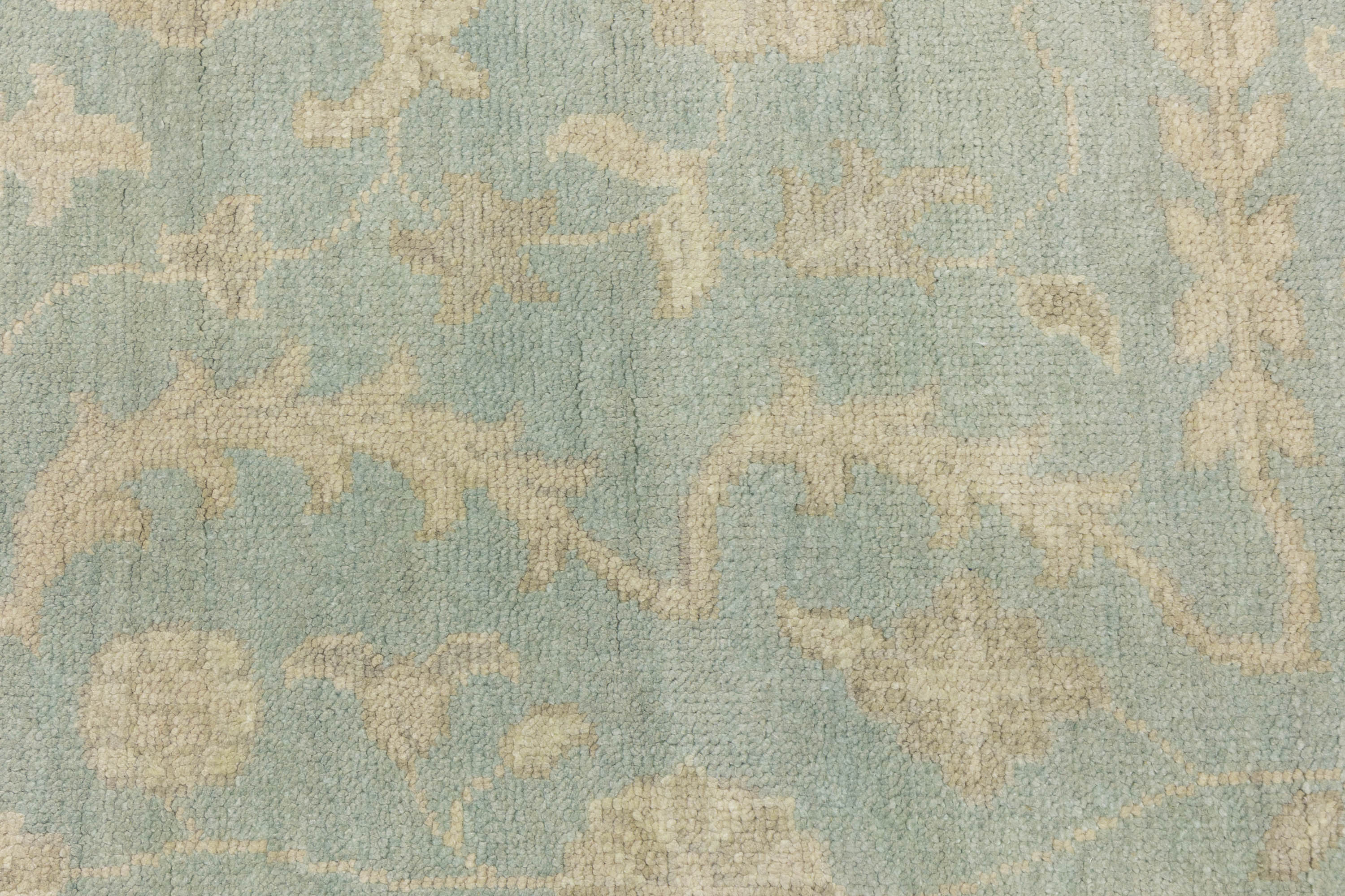 Muted Aqua Blue Floral Transitional 10x14 Oriental Area Rug
