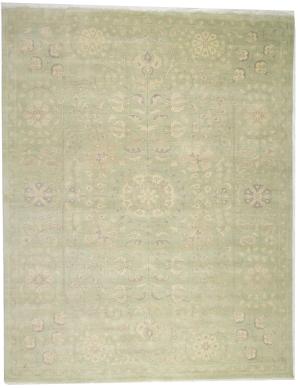Muted Light Green Floral 12x15 Transitional Oriental Rug