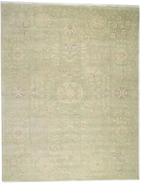 Muted Light Green Floral 12x15 Transitional Oriental Rug