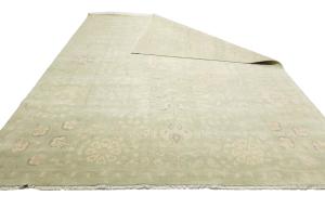 Muted Light Green Floral 12x15 Transitional Oriental Rug