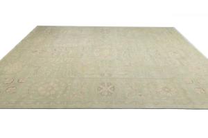 Muted Light Green Floral 12x15 Transitional Oriental Rug