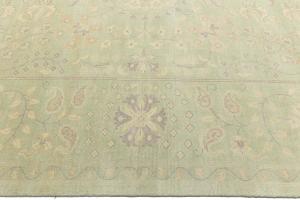 Muted Light Green Floral 12x15 Transitional Oriental Rug