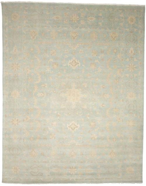 Muted Aqua Blue Floral Transitional 12x15 Oriental Rug