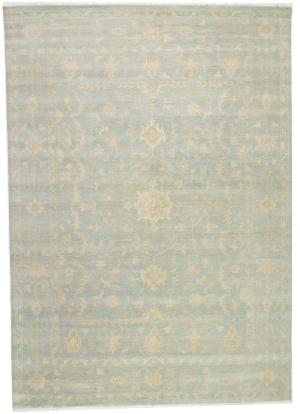 Muted Aqua Blue Floral Transitional 12x15 Oriental Rug