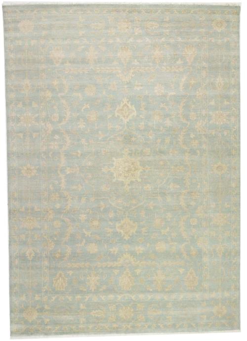 Muted Aqua Blue Floral Transitional 12x15 Oriental Rug