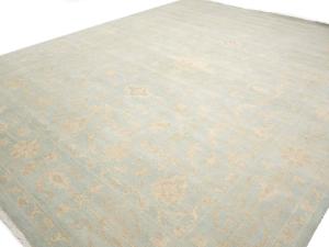 Muted Aqua Blue Floral Transitional 12x15 Oriental Rug