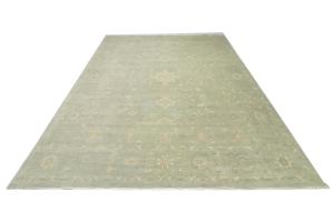 Muted Aqua Blue Floral Transitional 12x15 Oriental Rug