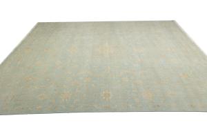 Muted Aqua Blue Floral Transitional 12x15 Oriental Rug
