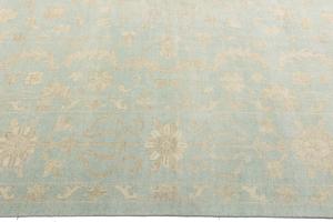 Muted Aqua Blue Floral Transitional 12x15 Oriental Rug