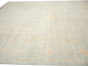 Muted Aqua Blue Floral Transitional 12x15 Oriental Rug