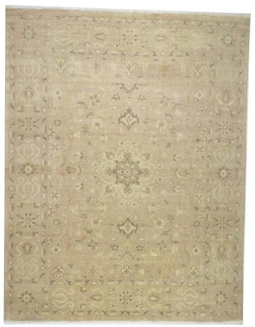 Muted Pinkish Beige Floral 12x15 Transitional Oriental Area Rug