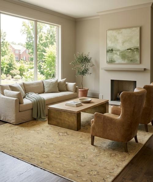 11'8 X 14'11 Hand Knotted Muted Floral Transitional Wool Rug