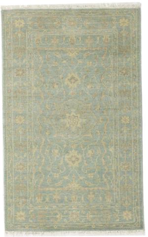 Muted Aqua Blue Floral 3X5 Transitional Oriental Rug