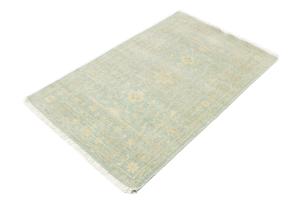 Muted Aqua Blue Floral 3X5 Transitional Oriental Rug
