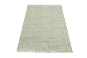 Muted Aqua Blue Floral 3X5 Transitional Oriental Rug