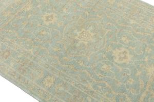 Muted Aqua Blue Floral 3X5 Transitional Oriental Rug