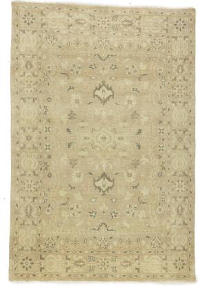 Muted Beige Floral 6x9 Transitional Oriental Area Rug