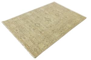 Muted Beige Floral 6x9 Transitional Oriental Area Rug