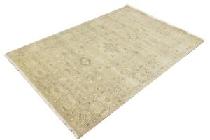 Muted Beige Floral 6x9 Transitional Oriental Area Rug