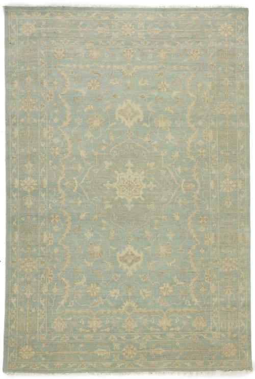 Muted Aqua Blue Floral 6X9 Transitional Oriental Rug
