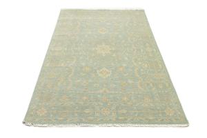 Muted Aqua Blue Floral 6X9 Transitional Oriental Rug