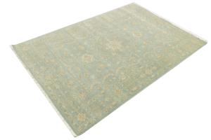 Muted Aqua Blue Floral 6X9 Transitional Oriental Rug