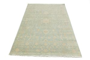 Muted Aqua Blue Floral 6X9 Transitional Oriental Rug