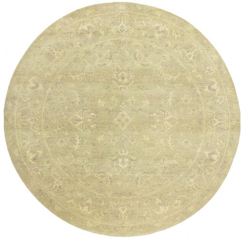 Muted Beige Floral 6X6 Transitional Oriental Round Rug