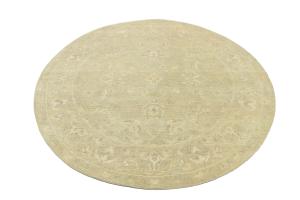 Muted Beige Floral 6X6 Transitional Oriental Round Rug